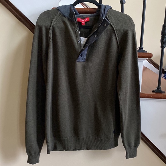 NWT Guess 🔥 3/4 Zip Up Hoodie Sweater Sz M - Picture 3 of 10